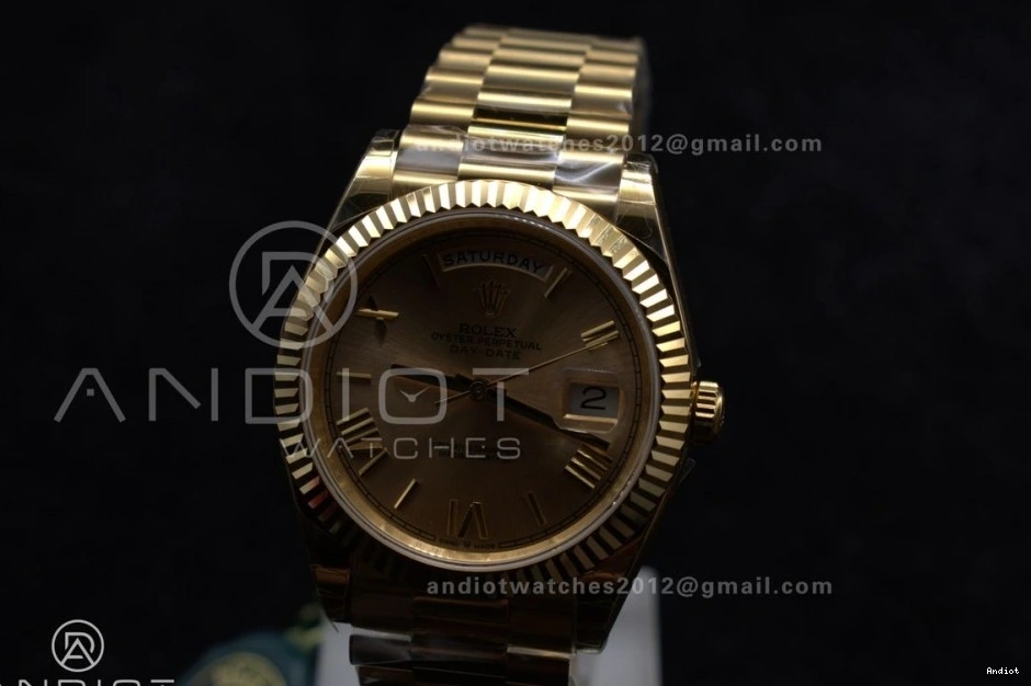 Gold RG DayDate 40 Dial GSF on Gain President Roman Bracelet Weight A2836 0406